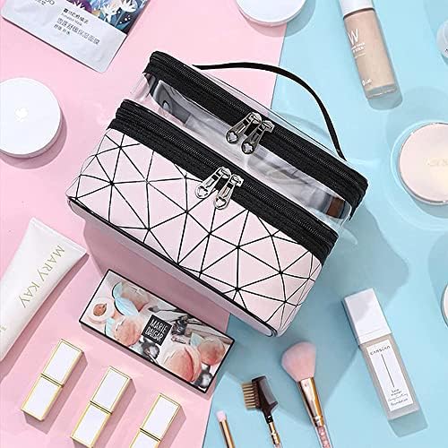 URbazaar Cosmetic bag, Double Layer Travel Makeup Bags For Women, Waterproof Portable Cosmetic Cases Make up Organizer for Makeup, Cosmetics Tools, Shampoo, Toiletries