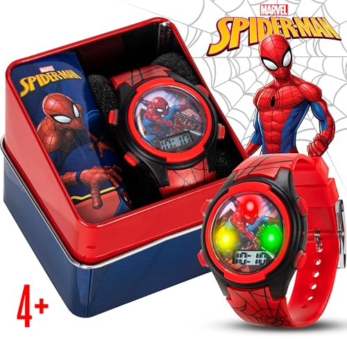 Marvel Spider-Man Kids Watches – Digital Display, Interactive Features, Adjustable Strap, Vibrant Spider-Man Graphics, Durable for Active Kids