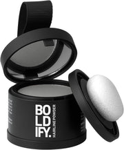 BOLDIFY Hairline Powder, Instantly Conceals Hair Loss and Fills In Receding Hairlines, and Wide Parts, Stain-Proof 48 Hour Formula for Hair & Beard, Root Concealer & Gray Hair Coverage (Medium Brown) - Gray