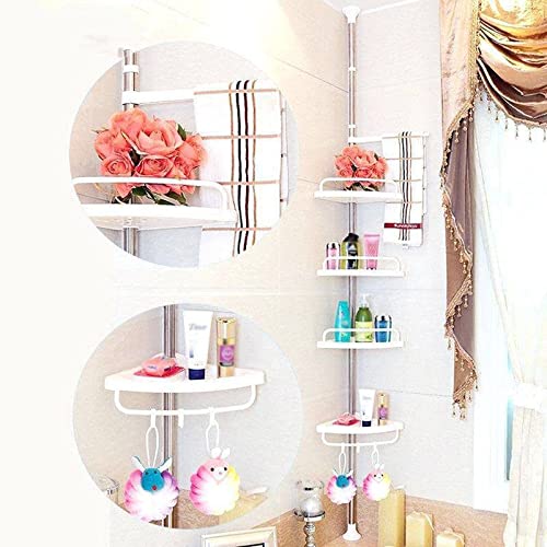 Shower Shelves Rack,4-Tier Bathroom Height Adjustable Telescopic Shower Shelf Shower Corner Rack for Shampoo Soap Tower, Iron (1)