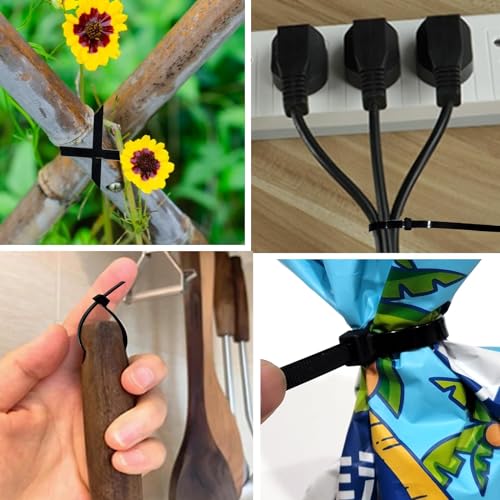 MOMENT Self Locking Cable Ties | 300 x 4.8 mm 12" inch | 100 Pieces, Black | Heat Resistant Cable Zip Ties | Self-Locking Cable Organizer | Anti - Slip Wire Organizer | For Indoor & Outdoor Use
