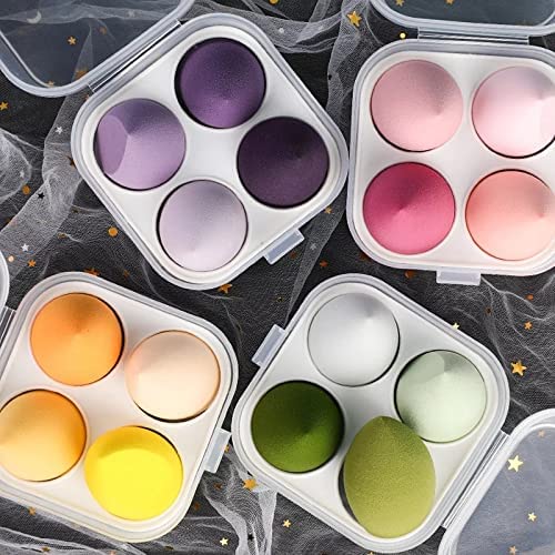 Womensa store Blender Sponge 4 Pcs in A Storage Box ,Makeup Cosmetic Puff Women's & Girls Makeup Sponge With Storage Box Foundation Powder Sponge Beauty Tools Women Makeup Accessories (Multicolour)