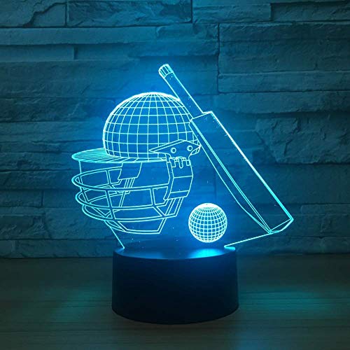 althiqahkey 3D Illusion lamp, LED Night Light,Cricket Gifts Toys Decor LED Night Light with 7 RGB Colours Bedside Lamp Touch Adjustable Brightness Birthday Present Decoration for Baby Boy Girl Kids