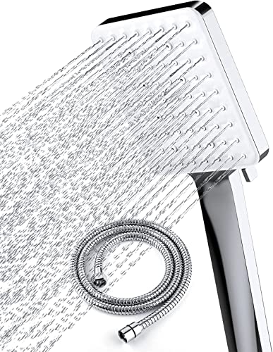 Newentor Shower Head with Hose Set with 6 Settings Spray Mode, Chrome - 1.5m