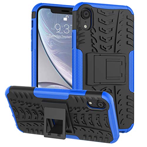 ALDHOFA iPhone XR Case,Heavy Duty Shock Proof Protective Phone Case,Dual Layer Hybrid Cover with Kickstand for iPhone XR 6.1" (2018)-Blue