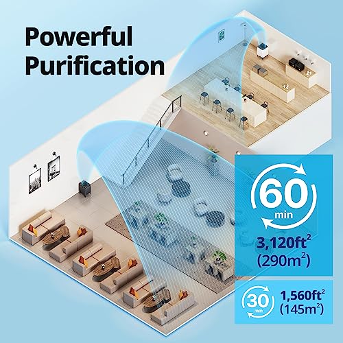 COWAY Air Purifier for Extra Large Home Bedroom 2842ft², Dual Purification, 3-in-1 Filter, GreenHEPA, Air Quality Monitor, Removes 99.99% Pet, Dust, Odours, Allergies, Quiet 22db, Made in Korea, AM400