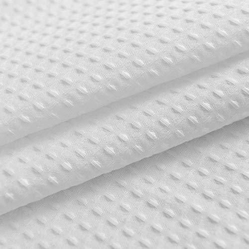 Barossa Design Stall Shower Curtain Fabric 36 x 72 inch - Waffle Weave, Spa, Hotel Collection, Heavy Duty, Water Repellent, White – Pique Pattern for Decorative Bathroom Curtains (230 GSM)