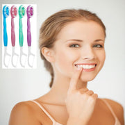 10 Pcs 5 in 1 Disposable Toothbrushes, Mini Travel Toothbrushes with Toothpaste Tongue Scraper Floss and Toothpick, On the Go Toothbrush Disposable with 4 Flavors and Case (Random color