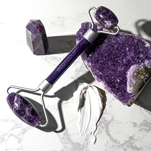 EcoTools Amethyst Facial Roller, Face Roller and Massager, Skincare and Sculpting Tool, Reduces Under Eye Puffiness and Dark Circles, Purple, 1 Count