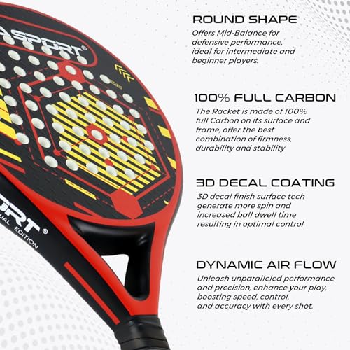 AMA SPORT Padel Paddle Tennis Racket Carbon Fiber Pop Tennis Paddle Paddleball Racquets 3K,12K,18K,Full Carbon