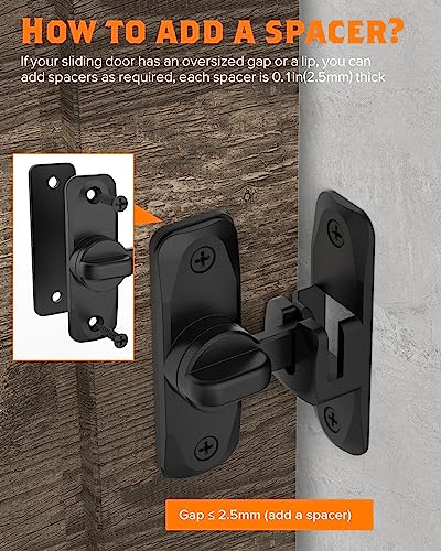 YogePote 90/180 Degree Barn Door Lock, Small Flip Gate Latches Hardware, Door Security Sliding Door Latch Lock fo Cabinets, Barn Door, Bathroom, Gardenr Doors (Black-2Pcs)