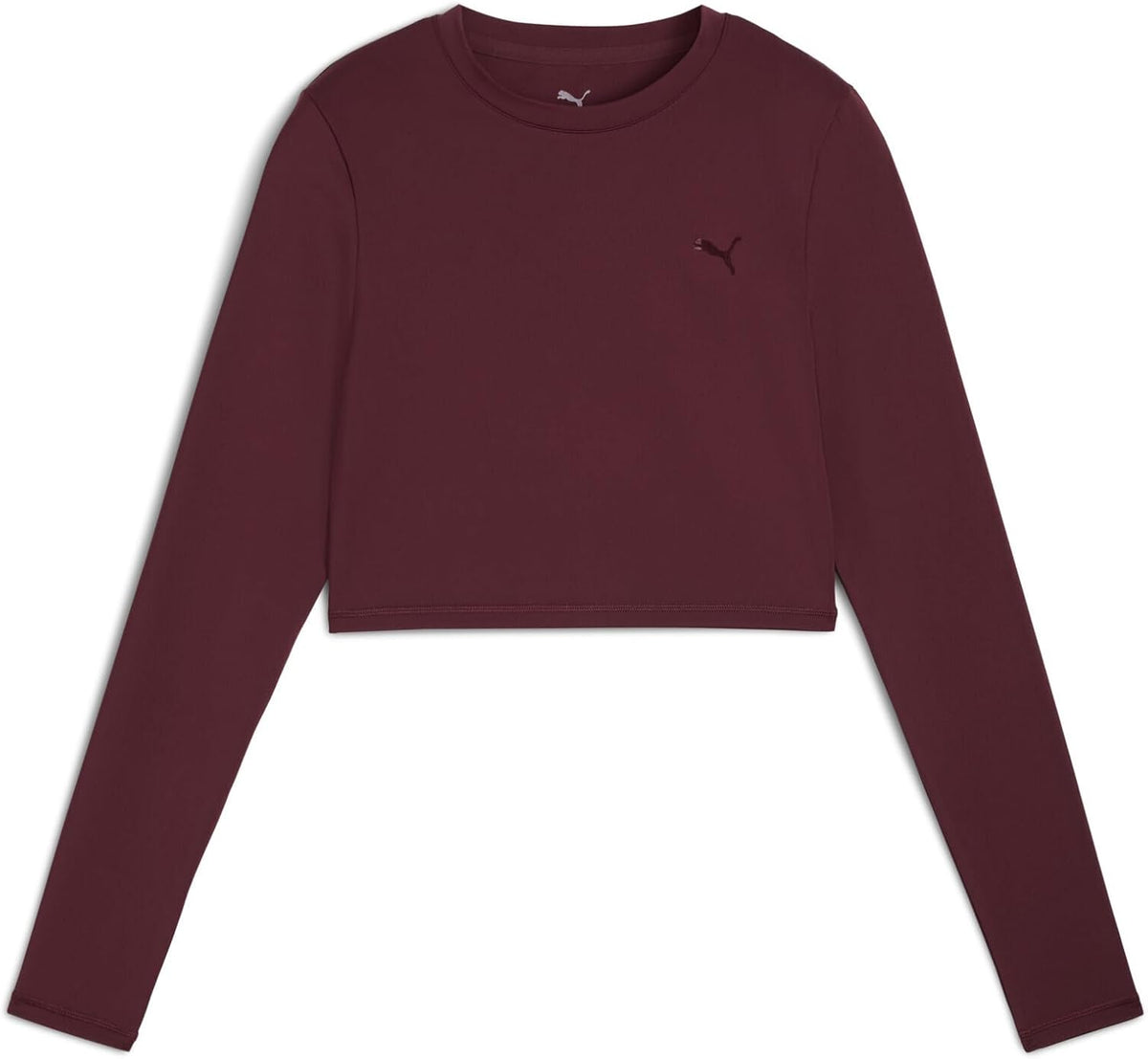 womens W PUMA SHAPE CROPPED LS Ruby Shimmer Crop Top – image 1
