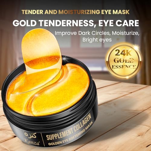 KANZA - 60 Pcs Supplement Collagen Eye Mask(30 Pairs)| Under Eye Patches for Eye Bags & Anti-Aging Treatment | Reduces Dark Circles,Puffiness,Wrinkles | Hydrogel Eye Patch | Under Eye Mask Set
