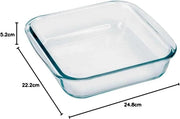 MARINEX Medium Square Glass Roaster 1.8L Durable Heat-Resistant Bakeware Dish Transparent Oven-Safe Roasting & Baking Tray Ideal for Brownies, Casseroles, Pasta Bakes, Desserts & Everyday Meals