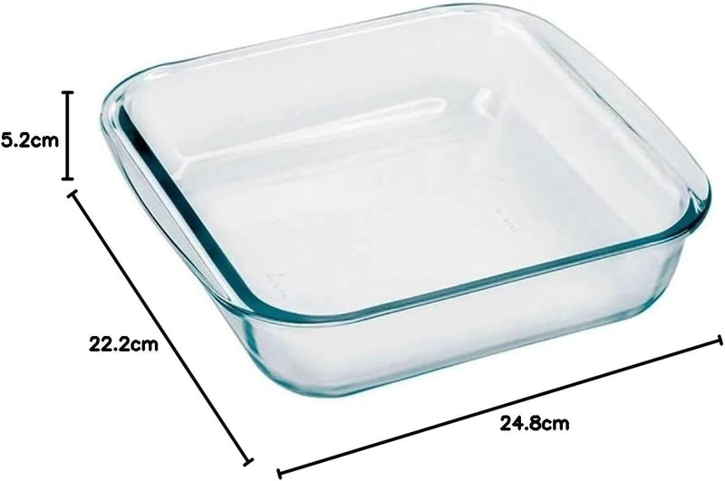 MARINEX Medium Square Glass Roaster 1.8L Durable Heat-Resistant Bakeware Dish Transparent Oven-Safe Roasting & Baking Tray Ideal for Brownies, Casseroles, Pasta Bakes, Desserts & Everyday Meals
