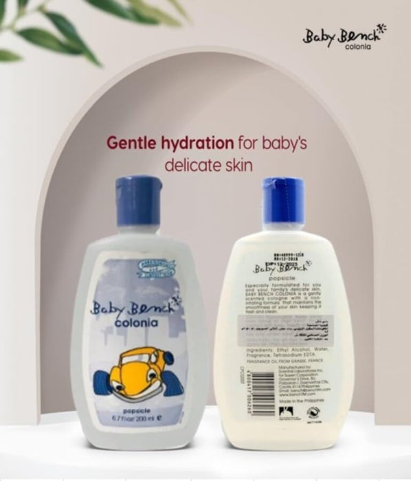 Baby Bench Colonia POPSICLE COLOGNE | Perfume for Babies, Gentle & Safe, Mild Fragrance | Long-lasting Moisture & Delicate Fragrance | Safe for Mother's Hands & Baby's Skin 200 ml - (Pack of 3).