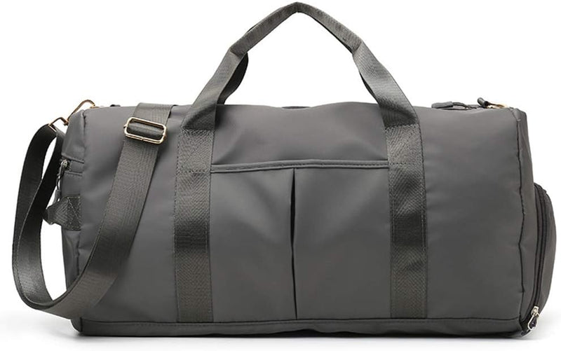 KARRESLY Travel Sports Gym Bag for Women or Men with Wet Pocket and Shoes Compartment for Training Swim Yoga(Black), Black, free size - grey