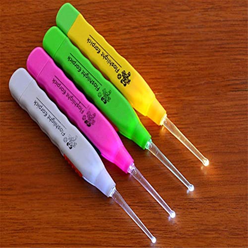 TDMKT 4pcs LED Lighting Ear Pick Lighted Earwax Removal Swab Safe Earwax Remover Tool (Random)