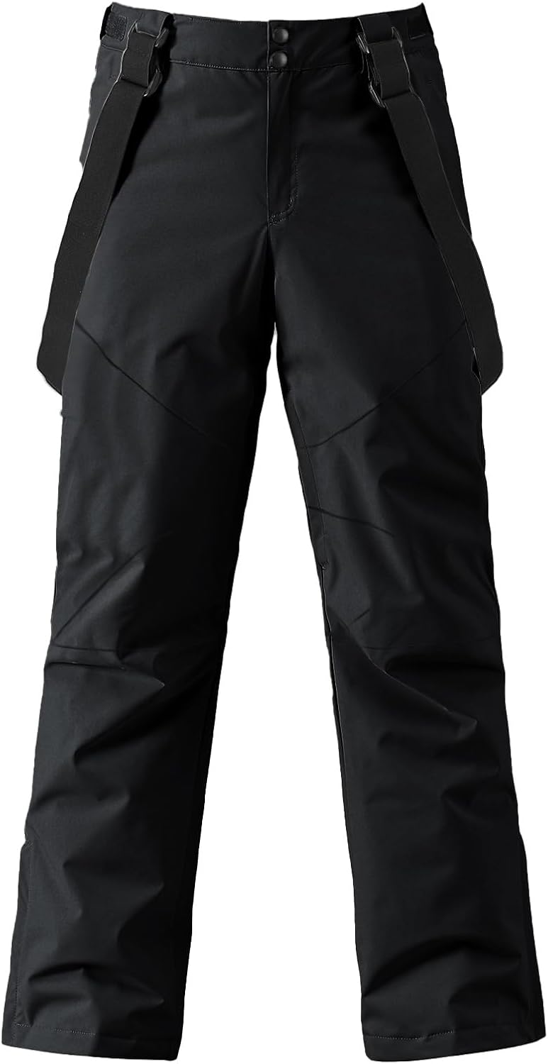 Men's Waterproof Snow Pants Insulated Outdoor Ski Pants Winter Warm Detachable Suspender Snowboard Bibs - Black