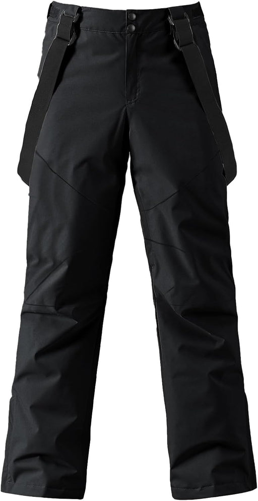 Men's Waterproof Snow Pants Insulated Outdoor Ski Pants Winter Warm Detachable Suspender Snowboard Bibs - Black