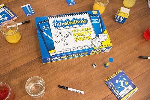 USAopoly Telestrations Party Pack 12 Player | 600 New Phrases to Sketch | Board Game | A Fun Family Game for Kids and Adults | Family Game Night Just Got Better | Telephone Game Sketched Out,