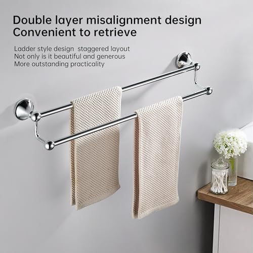 BRIMIX Bath Towel Rack Wall Mounted Towel Bar Bathroom Hardware Accessories Towel Holder (Double)