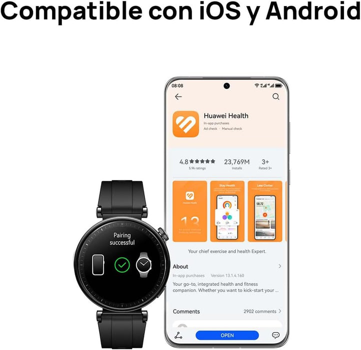 HUAWEI Watch GT4 46mm Smartwatch, Upto 2-Weeks Battery Life, Dual-Band Five-System GNSS Positioning, Pulse Wave Arrhythmia Analysis, 24/7 Health Monitoring, Compatible with Android & iOS, Black