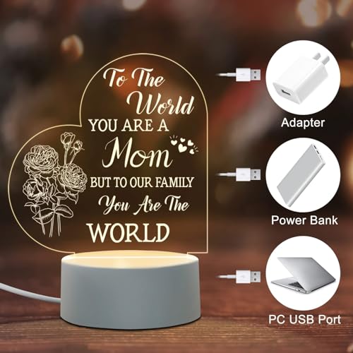 Khazna Gifts for Mom from Daughter Son, Mom Birthday Gifts, Mom Gifts Engraved Night Light, Thanksgiving, Mothers Day, Birthday Gifts for Mom from Daughter Son