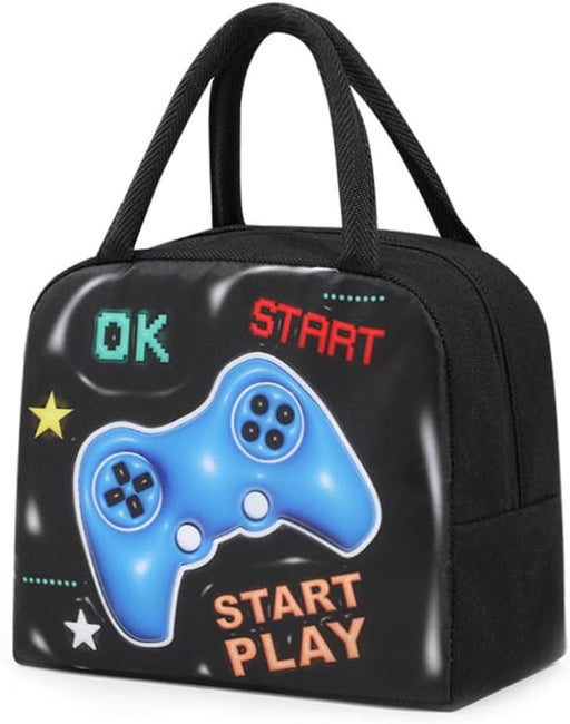 Lunch Bag for Kids School,Insulated Lunch Box Bag For Girls Boys,Multiple Color and Pattern Options,Water-Resistant,Reusable,Lightweight & Durable Lunch Tote (Midnight Blue-Space) - Black-Game Console