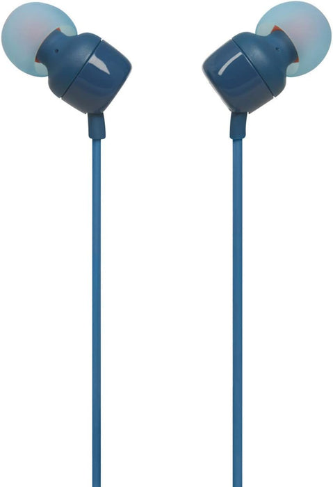 JBL Tune 110 Wired In-Ear Headphones, Deep and Powerful Pure Bass Sound, 1-Button Remote/Mic, Tangle-Free Flat Cable, Ultra Comfortable Fit - Black, JBLT110BLK