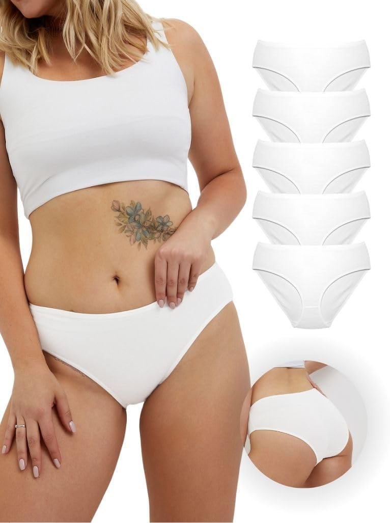 ALYA UNDERWEAR Premium Underwear for Women, Mid Rise Women’s Knickers, Breathable Organic Cotton Panties for Women, Comfortable Ladies Knickers