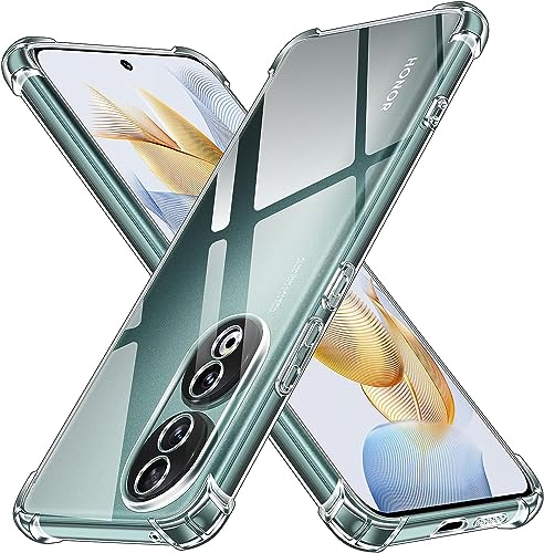 Clear Silicone Case for Honor 90 with Shockproof Protective Corners, Thin, Soft, Transparent Protective Case, Flexible TPU Transparent Mobile Phone Case, Scratch-Resistant Case Cover (Clear)