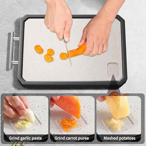 Yelajoy Premium Double-Sided Cutting Board - Large Stainless Steel Kitchen Board with Juice Groove, Non-Slip Edges & Scratch-Resistant Mesh (Dishwasher Safe)