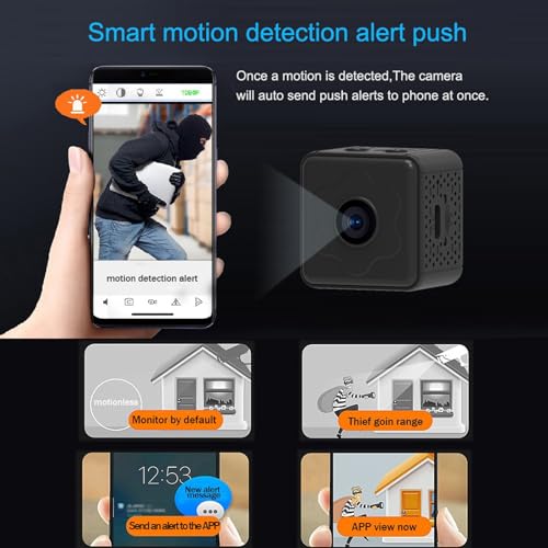 GOWENIC Cordless Wi Fi Small Camera, Indoor Security Camera with Phone APP, Night Version, 2 Way Talk, Motion Detection, Mini Camera