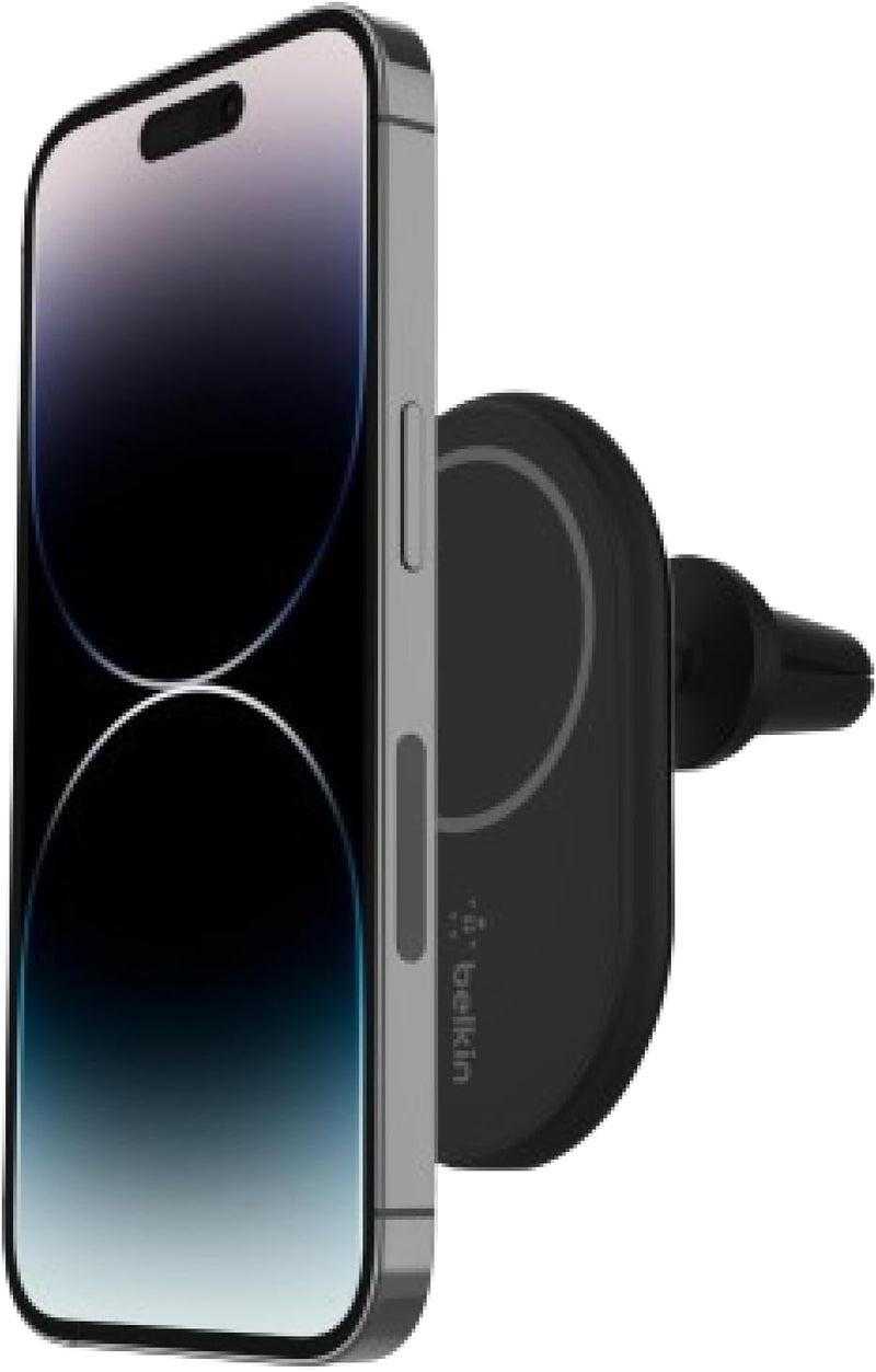 Belkin BoostCharge Wireless Charger, Magnetic Car Charger, Phone Mount Holder Compatible with MagSafe Enabled iPhone 16, iPhone 15, 14, 13, 12, Mini, Plus, Pro, Pro Max and More (Cable Included) - Car Charger not included