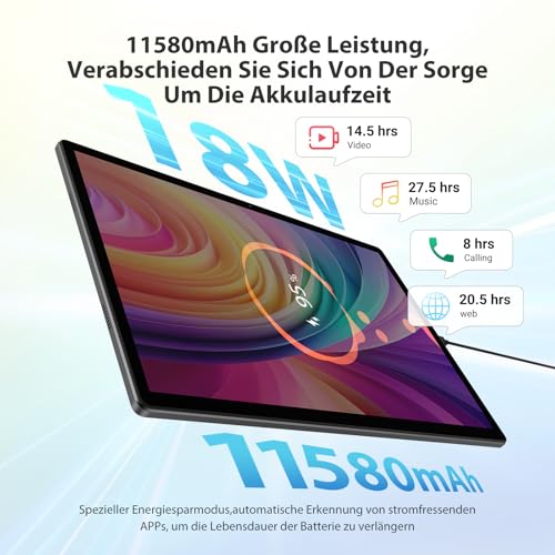 FASTWD Tablet 14 Inch Android 14 Tablet 5G WiFi/Octa-Core, 36GB RAM  256GB ROM (1TB TF), 11580mAh, Widevide L3,2000 x 1200HD, GPS,GMS,BT 5.0, Grey