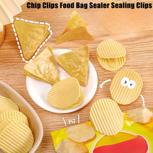 24 Pack Chip Clips Bag Clips Food Clips, Potato Corn Shaped Chip Funny Sealing Clips Snack Bag Sealer for Home Kitchen Food Storage (12 Round + 12 Triangular)