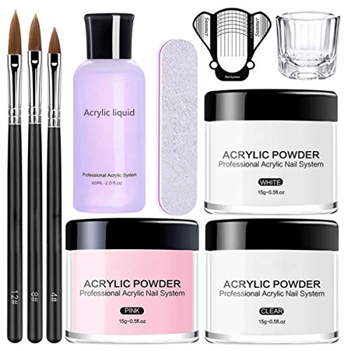 MAGIC ARMOR Acrylic Nail Kit Acrylic Powder and Professional Liquid Monomer set with Acrylic Nail Brush tips for Acrylic Nails Extension Beginner kit for Acrylic Nails Extension Beginner kit