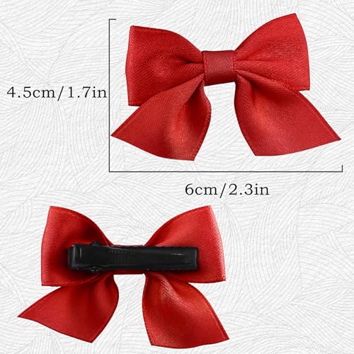 EKIND Girls' Bow Hair Clips Solid, Cute Crocodile Clip Set for Little Girls, Perfect for Daily Wear and Parties (2 Pcs, Red)