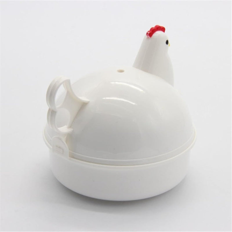 THE WHITE SHOP Chicken Shape Microwave Egg Cooker 4 Eggs Capacity Boiler Steamer Poacher for Omelet & Soft, Medium, Hard-Boiled Egg
