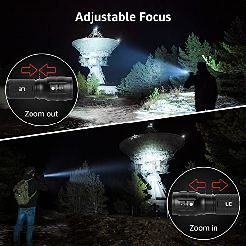 Lepro LED Torch Battery Powered, Small Bright Flashlight, Adjustable Focus, Water Resistant Pocket Torch, Lightweight Hand Torch for Power Cut, Camping, Dog Walking, Gifts for Kid Dad Men