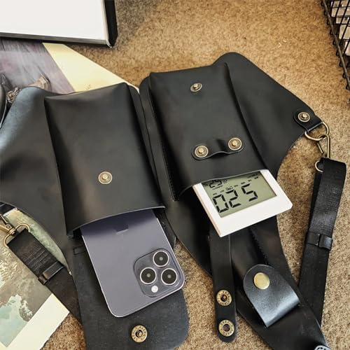 KARFRI Anti Theft Harness for Men,Men's Retro Backpack with Underarm Crossbody Bag,Anti-Theft Harness Wallet,Adjustable Leather Strap Wallet (B)