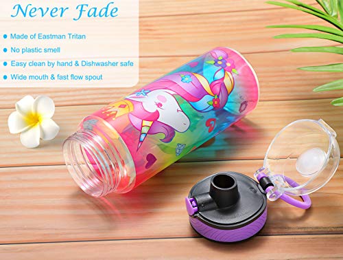 Home Tune Cute Water Bottle for School Kids Girls, BPA Free Tritan & Leak Proof Flip Top Lid & Easy Clean & Carry Handle, 23oz/ 680ml 23oz