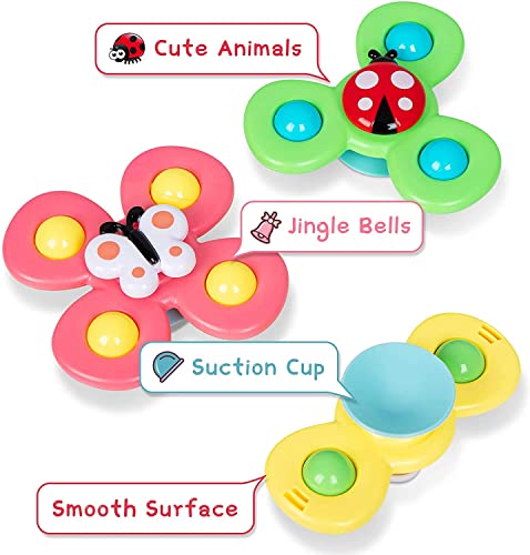 AWH LULULIA Toys for 1 2 3 Year Old Girls Gifts,Suction Cup Fidget Spinner Toys for 1-3 Year Olds Boys Baby Sensory Toys for 0-6-12 Months Plus,Bath Toys for 1 2 Year Olds for Toddler 1…