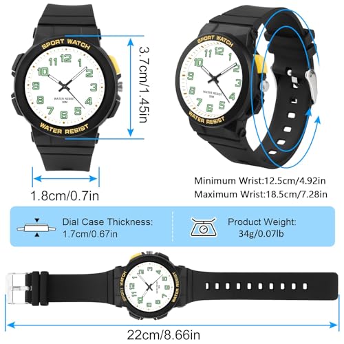 Azonee Kid's Watch, Outdoor Sports Kids Waterproof Watch, Kid's Analog Watch Easy-to-Read Time Teaching Large Dial, Analog Watch for Boys Girls