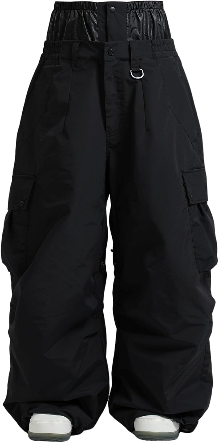 Men Women Snowboard Pants Snow Super Baggy Insulated Winterproof Waterproof Loose Ski Pants Outdoor - Black