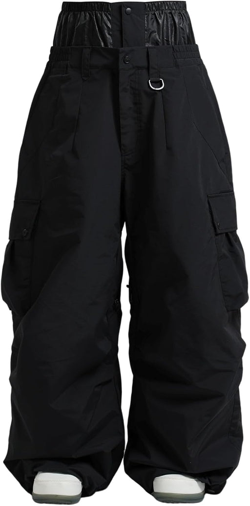 Men Women Snowboard Pants Snow Super Baggy Insulated Winterproof Waterproof Loose Ski Pants Outdoor - Black