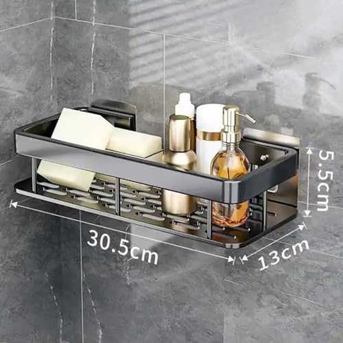 HIKKY 3 Pack Shower Caddy Shelf, Rustproof Bathroom Basket for Shower, Non Drilling Adhesive Shower Caddy, Wall Mounted Corner Shelf, Shampoo Holder Storage Rack Organizer for Bathroom/Toilet/Kitchen