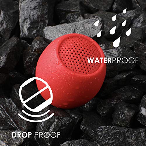 Boompods Zero Mini Bluetooth Speaker - Small Portable Speakers, IPX6 Waterproof, 5hr Playtime, Wireless Travel Speaker with Microphone & Dual Pairing, for Bathroom Shower, Outdoor & iPhone, Red
