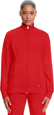 Zip Front Scrub Jackets for Women, 4-Way Stretch Fabric, 2391A - Red